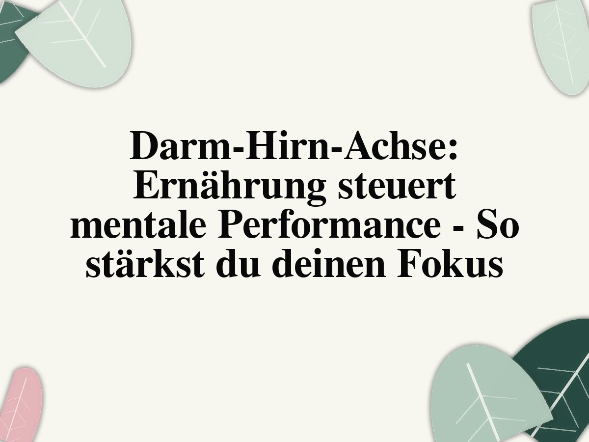 Darm-Hirn-Achse: Ernährung steuert mentale Performance - So stärkst du deinen Fokus