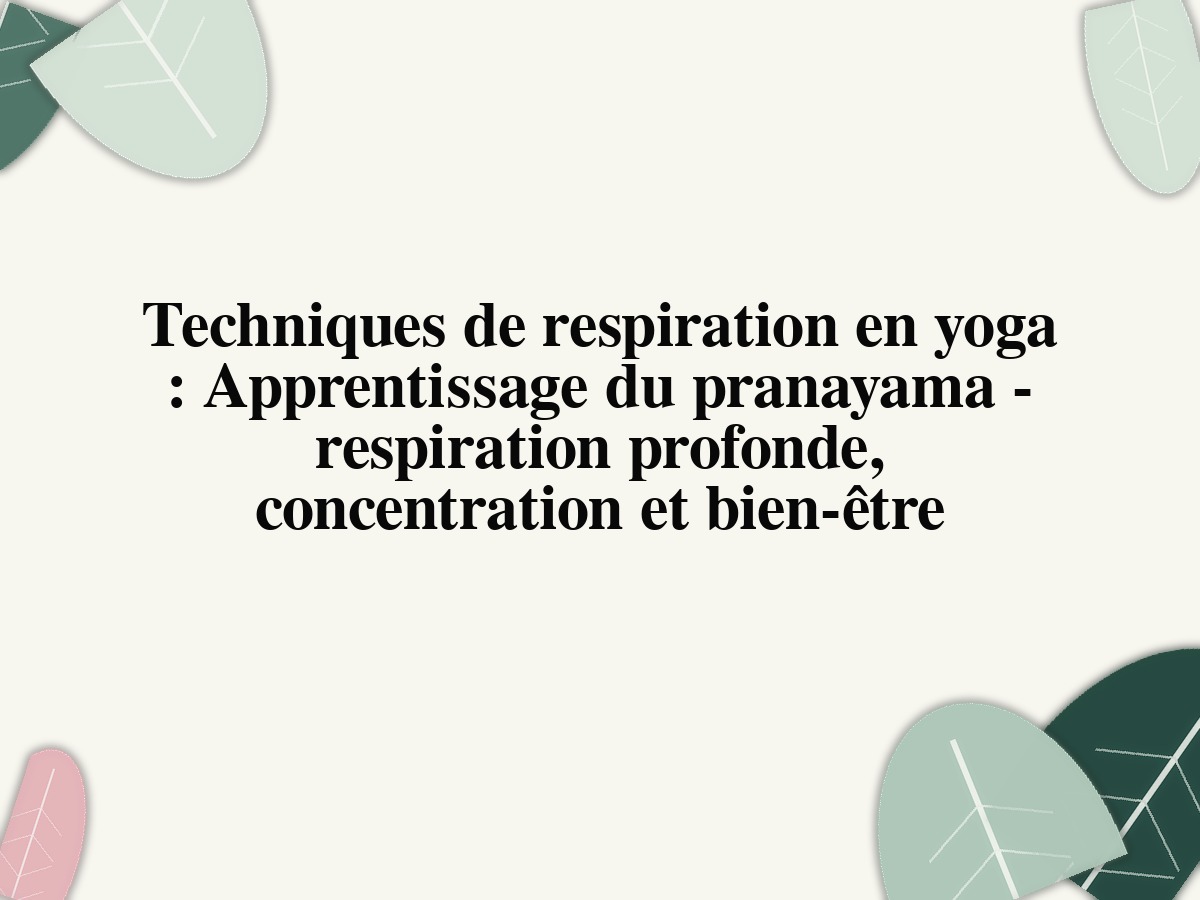 Techniques de respiration en yoga: Apprentissage du pranayama - respiration profonde, concentration et bien-être
