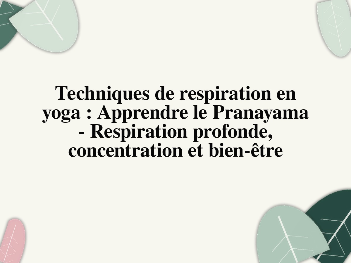 Techniques de respiration en yoga: Apprendre le Pranayama - Respiration profonde, concentration et bien-être