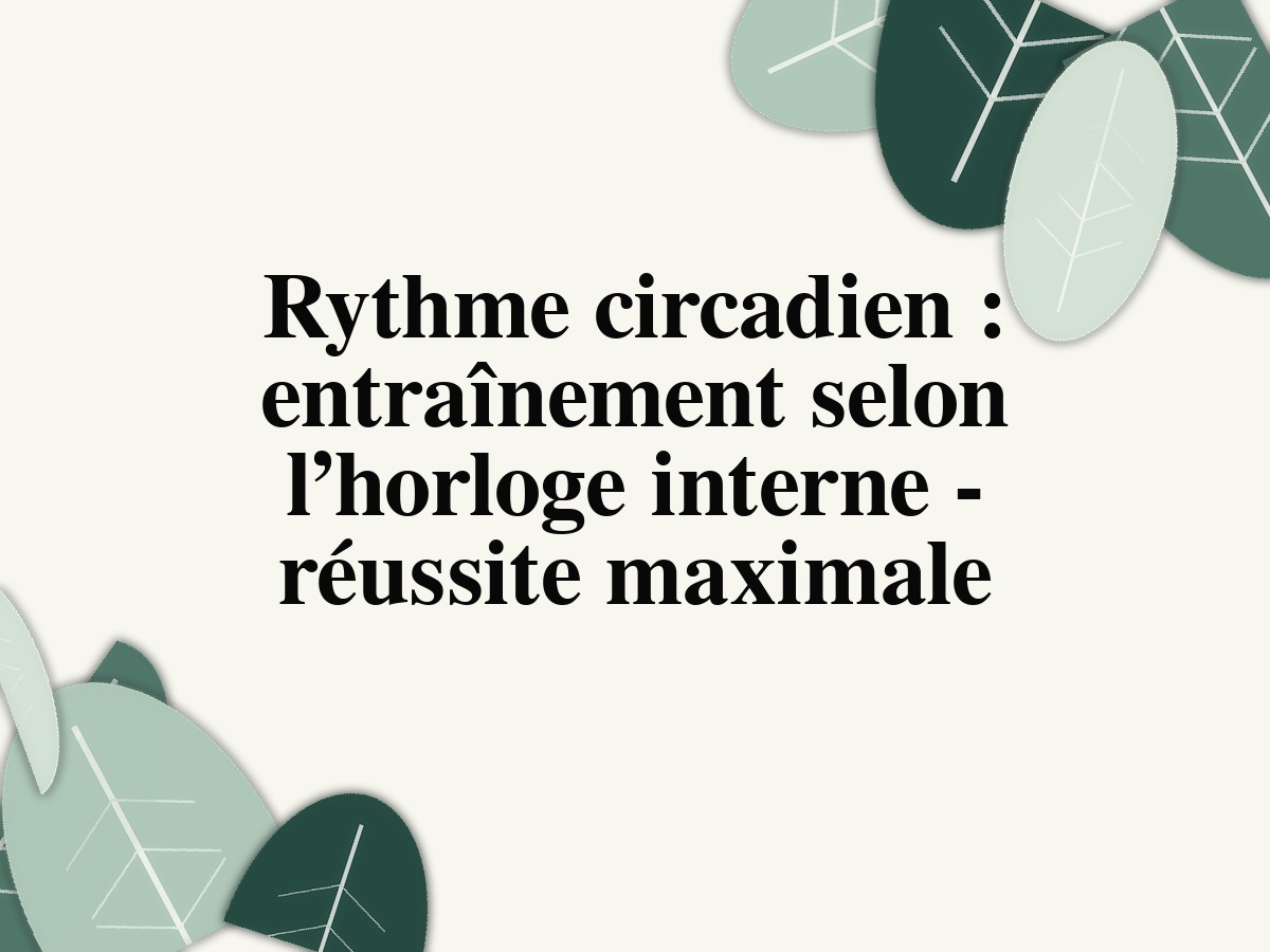 Rythme circadien: entraînement selon l’horloge interne - réussite maximale